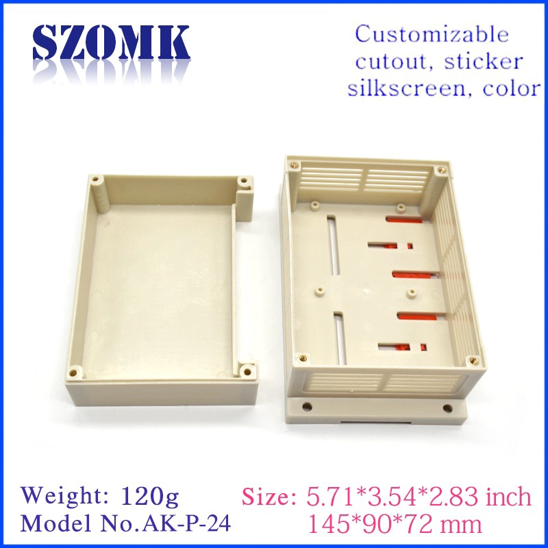 Szomk factory abs plastic din rail enclosure for electronic device AK-P-24 145*90*72 mm