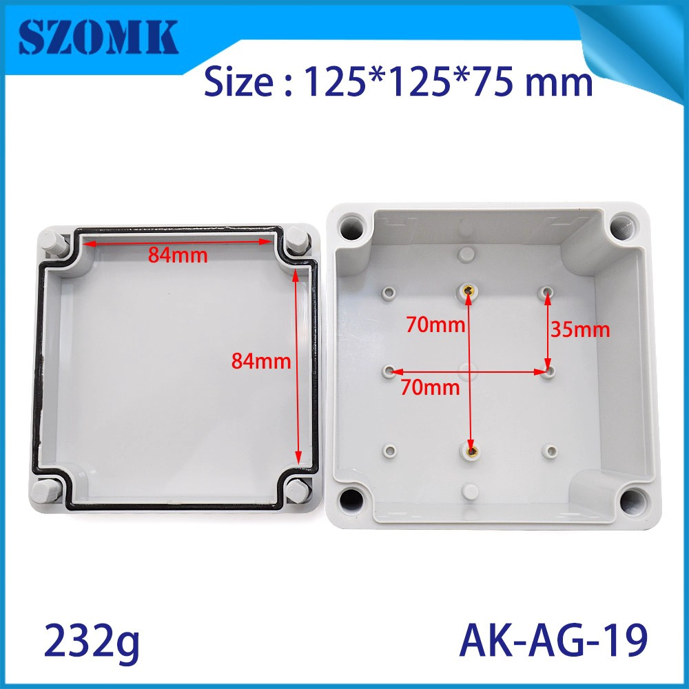 Szomk kleine vierkante behuizing IP66 Waterdichte aansluitdoos AK-AG-19 125 * 125 * 75mm