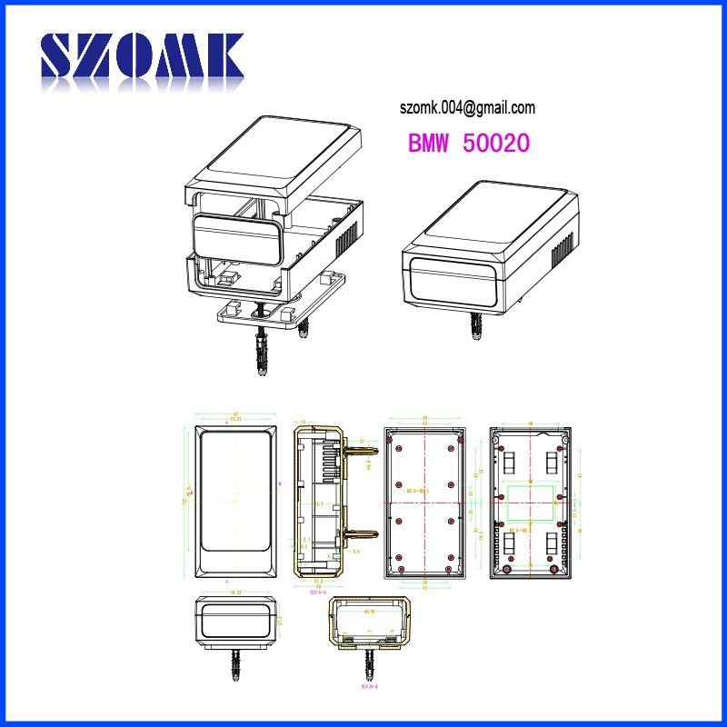 الجدار تصاعد ABS حالة الصك البلاستيك AK-W-32، 125x67x40mm