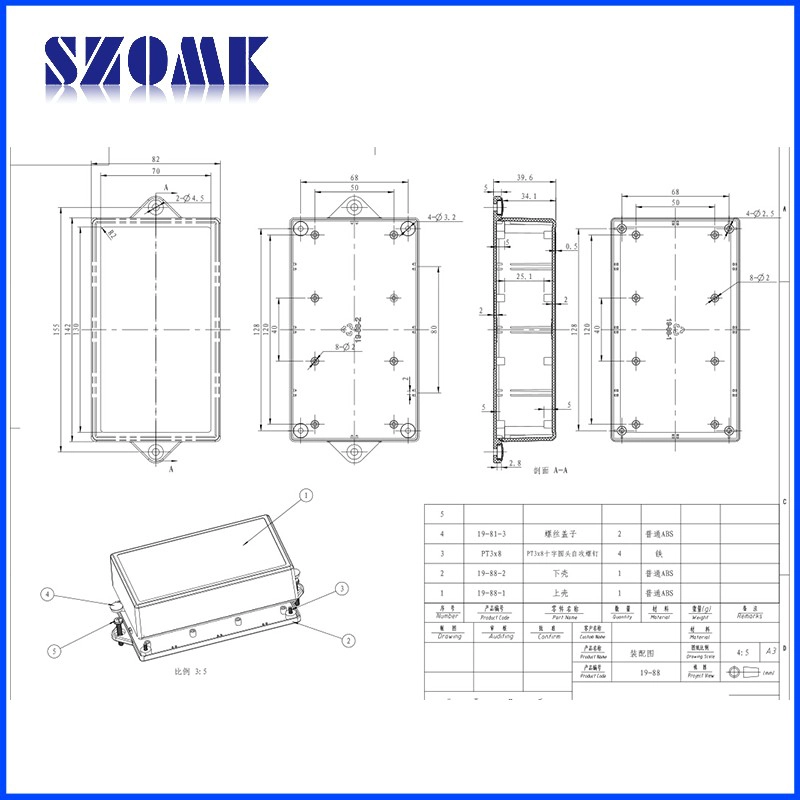 Muro Instrumento de montaje de la vivienda entre mayúsculas y AK-56 W, 169x82x40 mm