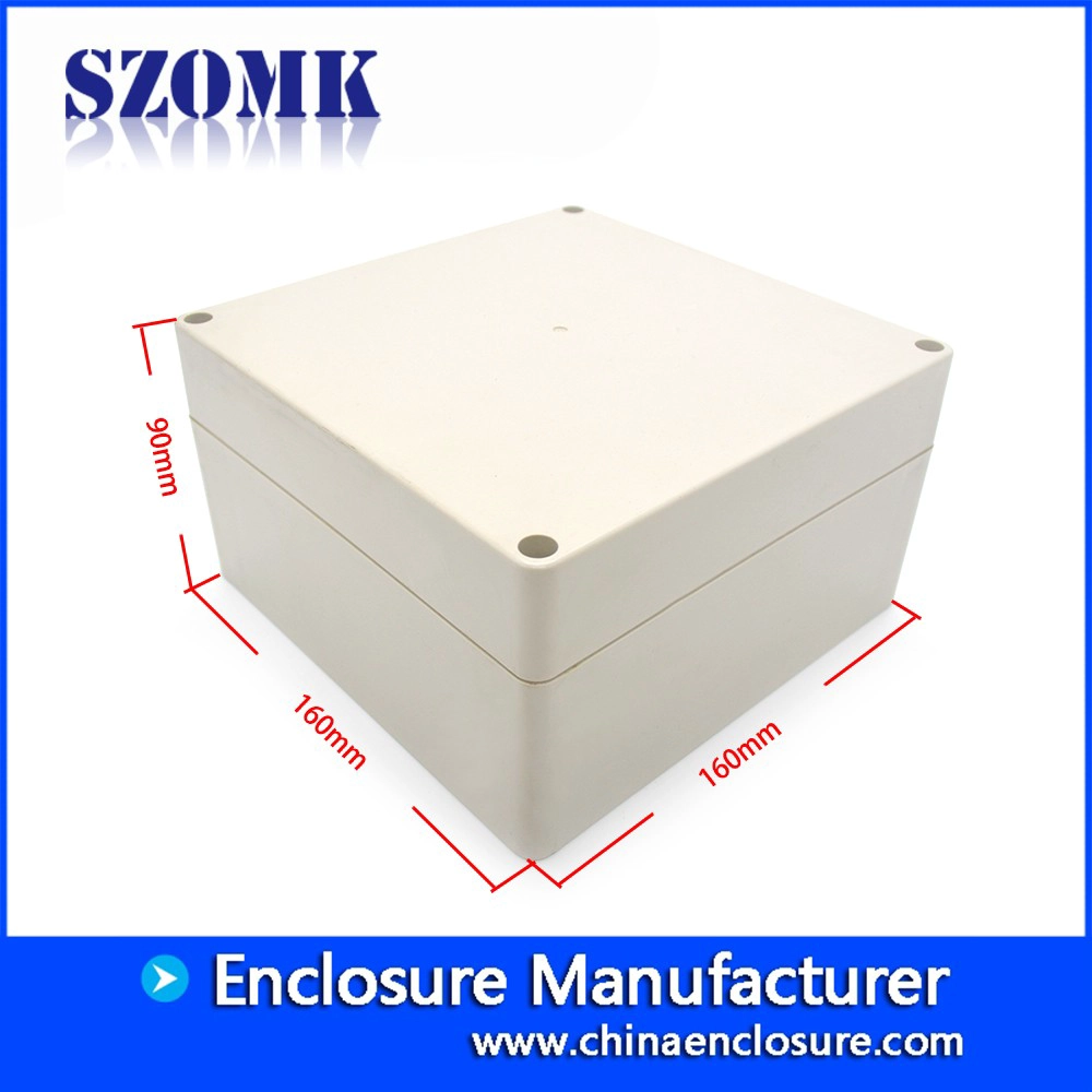 abs plastic light grey color door lock industrial waterproof outdoor cabinet AK-B-5 160*160*90mm