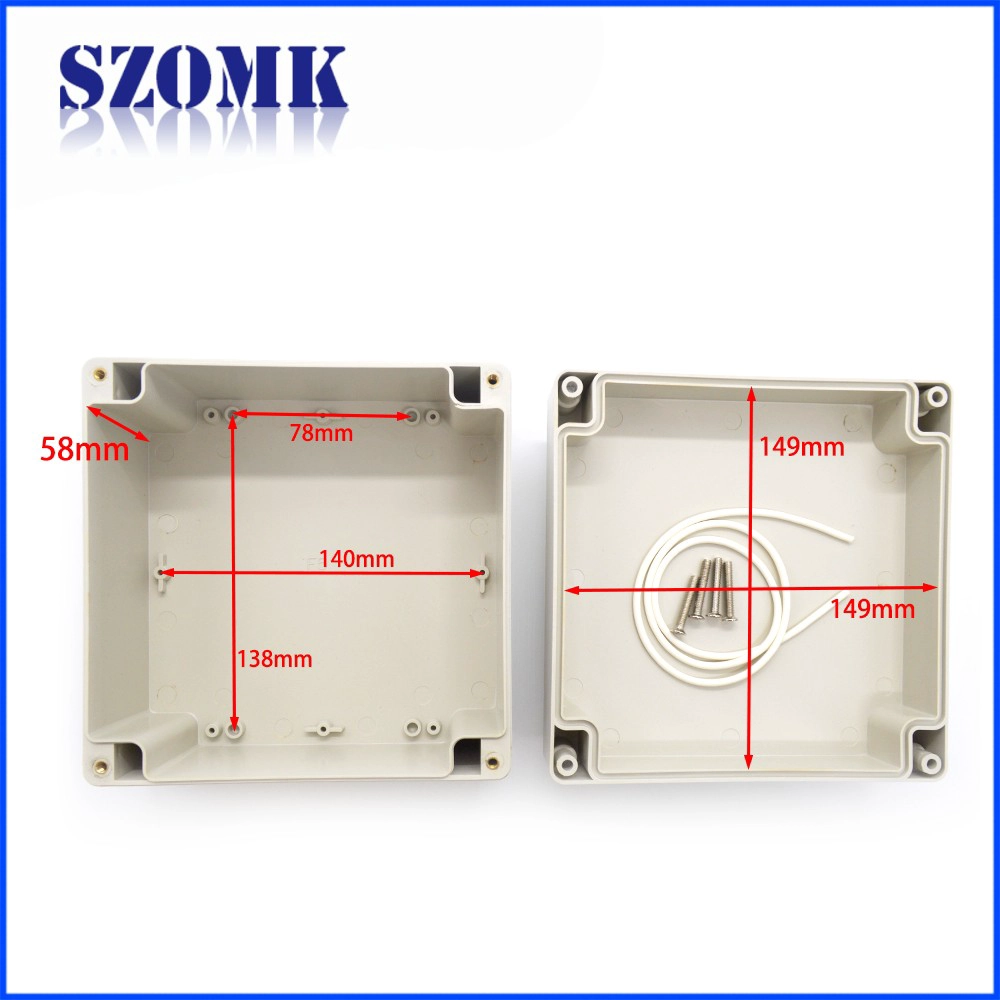 abs plastic light grey color door lock industrial waterproof outdoor cabinet AK-B-5 160*160*90mm