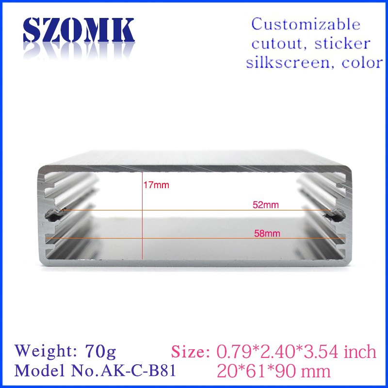 aluminum electronic enclosure box industrial aluminum enclosure for electronic project with 20*61*90mm