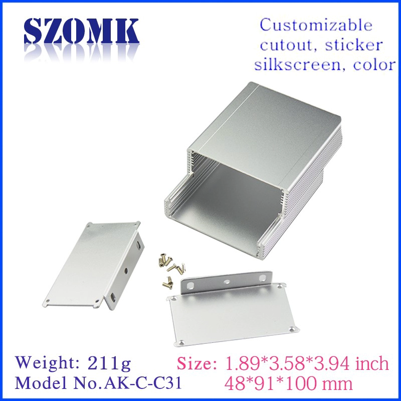 china manufacturer aluminum material junction box type instrument enclosure aluminum pcb enclosures 48*91*100mm/AK-C-C31