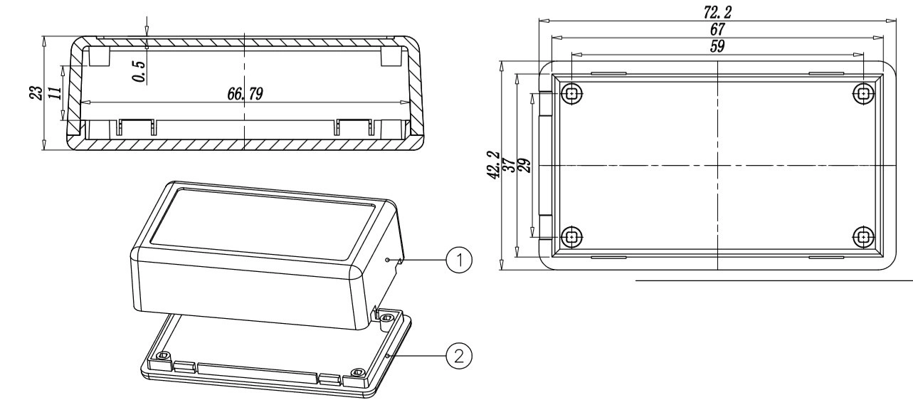 custom plastic electronic control junction enclosure from szomk AK-S-15 23*42*72mm