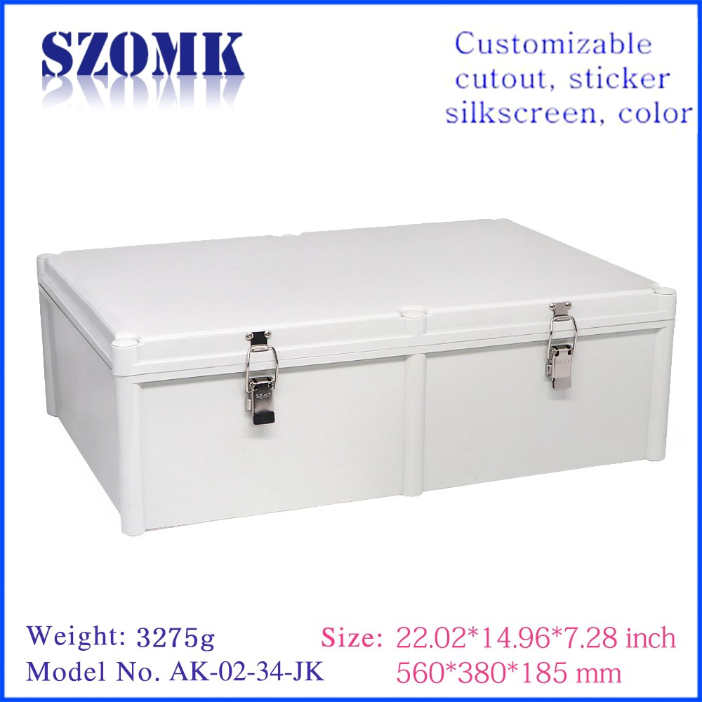 customizable IP65 waterproof enclosure junction box hinged plastic electrical box waterproof instrument housing 560*380*185mm AK-02-34-JK szomk plastic device control enclosure box
