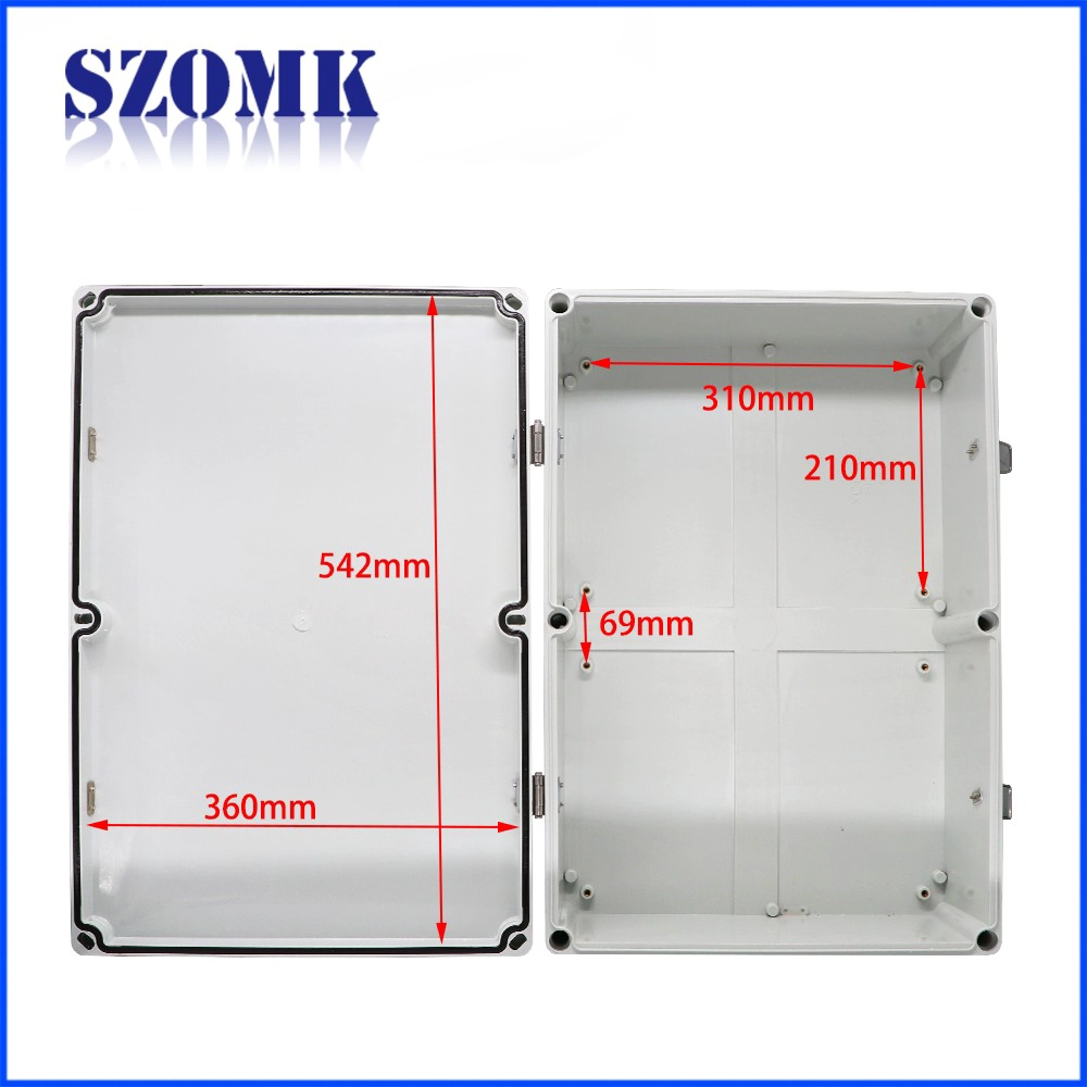 customizable IP65 waterproof enclosure junction box hinged plastic electrical box waterproof instrument housing 560*380*185mm AK-02-34-JK szomk plastic device control enclosure box