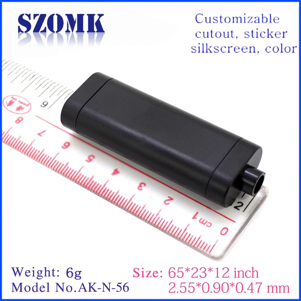 customized black line junction enclosure electronic pcb housing size 65*23*12mm