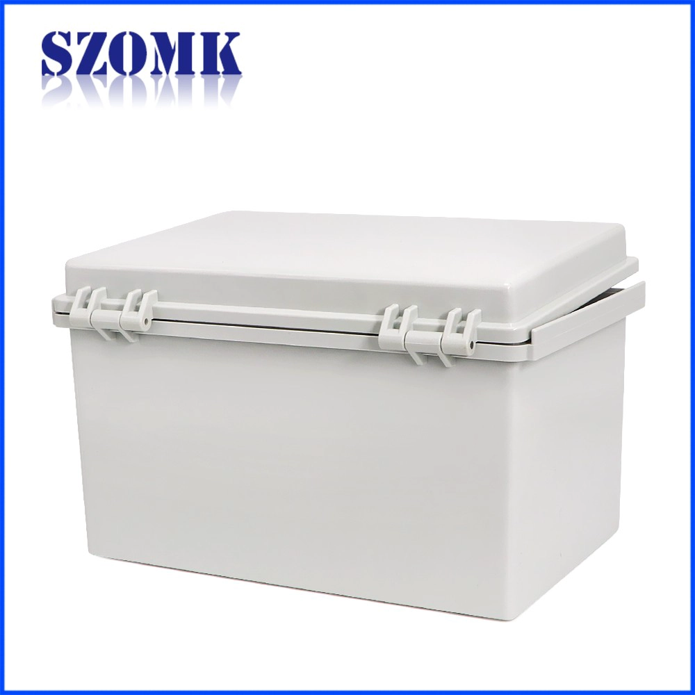 hinged waterproof instrument housing for pcb electronics enclosure 310*200*185mm szomk IP65 seal plastic junction box AK-01-46