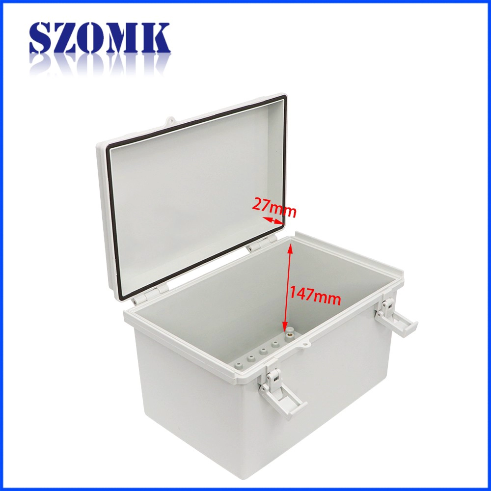 hinged waterproof instrument housing for pcb electronics enclosure 310*200*185mm szomk IP65 seal plastic junction box AK-01-46