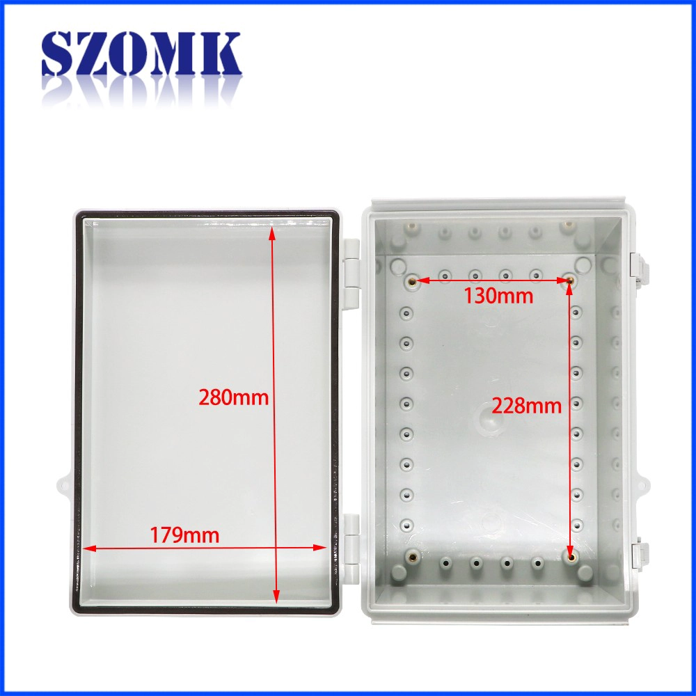 hinged waterproof instrument housing for pcb electronics enclosure 310*200*185mm szomk IP65 seal plastic junction box AK-01-46