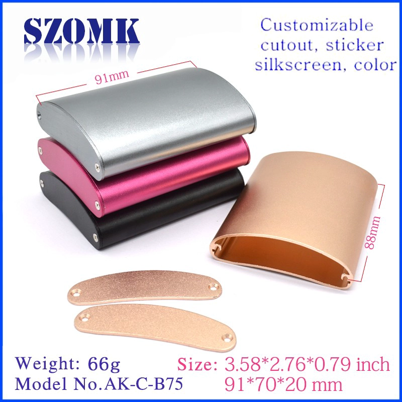 industrial aluminum electronic project enclosure custom aluminum amplfier casing with 91*70*20mm