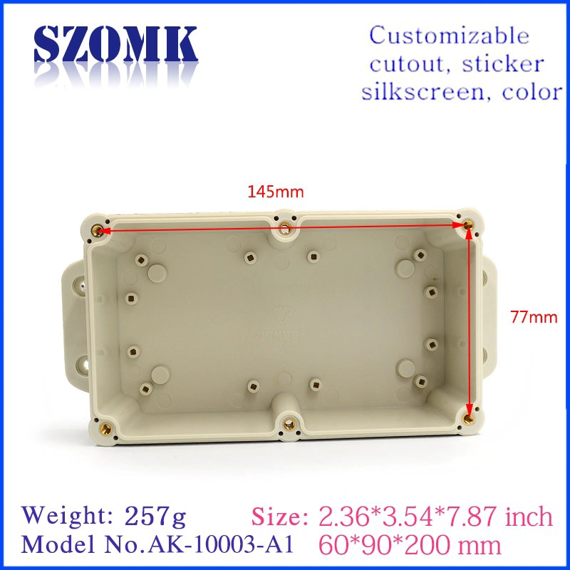 Plastic waterproof outdoor enclosure Plastic wall enclosure szomk enclosure with 200 (L) * 90 (W) * 60 (H) mm
