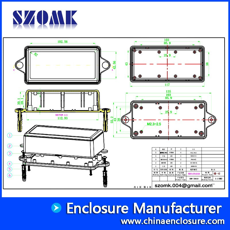 120x60x35mm Kunststoff elektrische Feld an der Wand montieren Umfassungsmauer Anschlusskasten AK-W-10