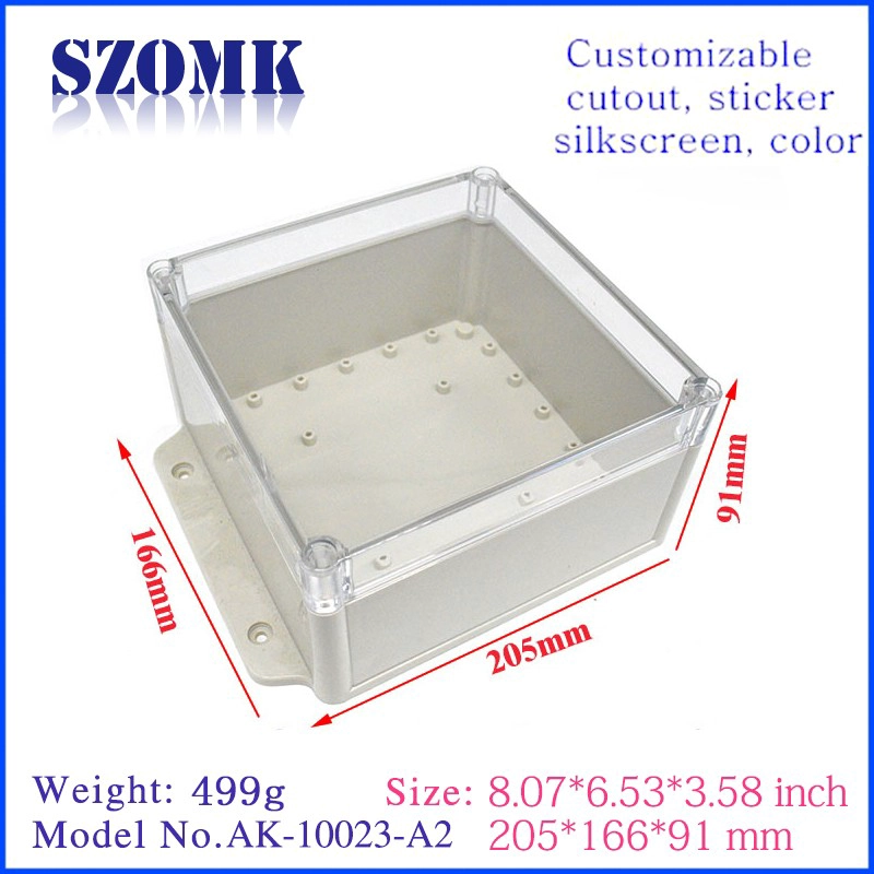 plastic waterproof outdoor enclosure electronic device industrial housing with 204(L)*166(W)*90(H)mm