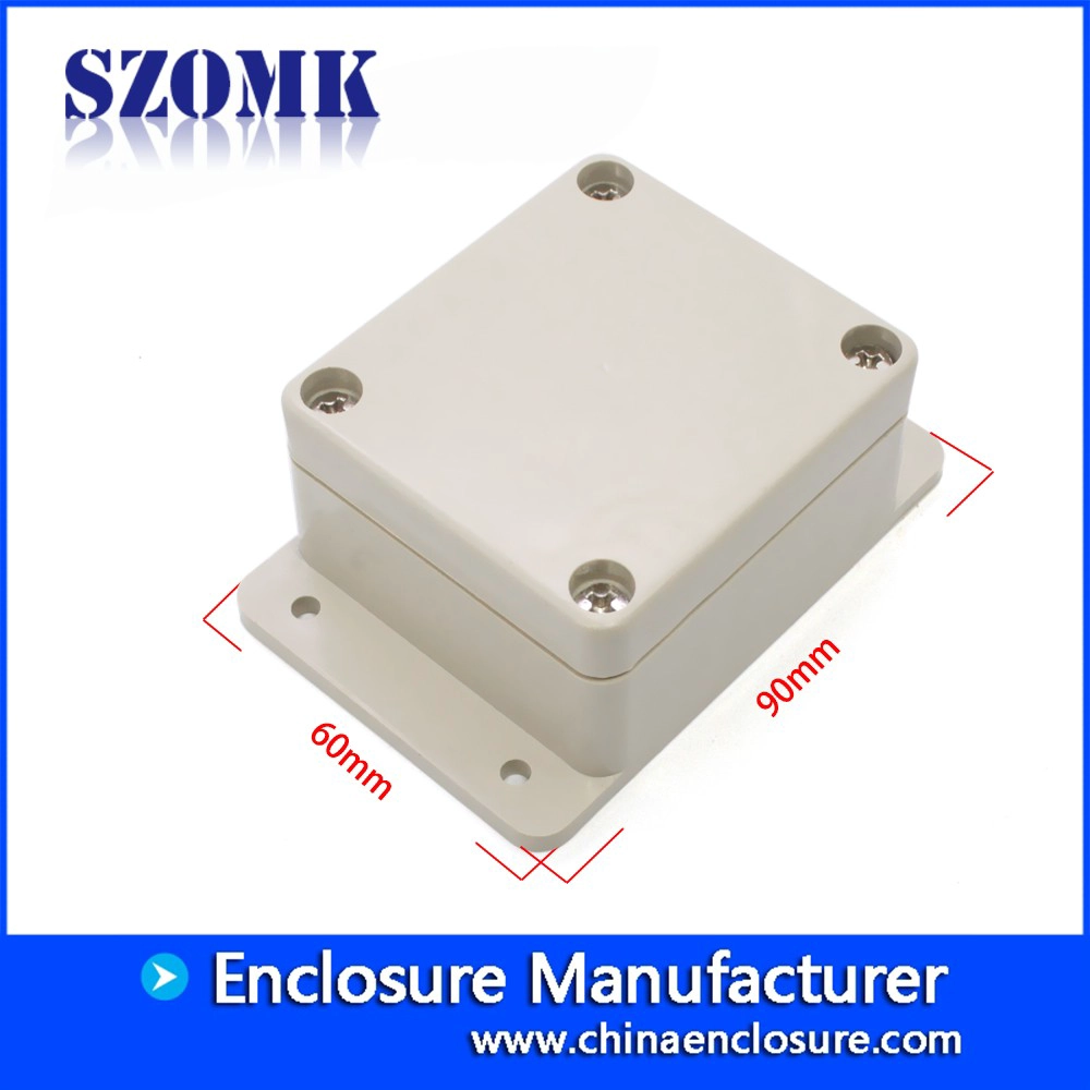 small white abs IP65 waterproof box as switch box and juntion box for pcb and electronics with hangers AK-B-19 100*100*40mm