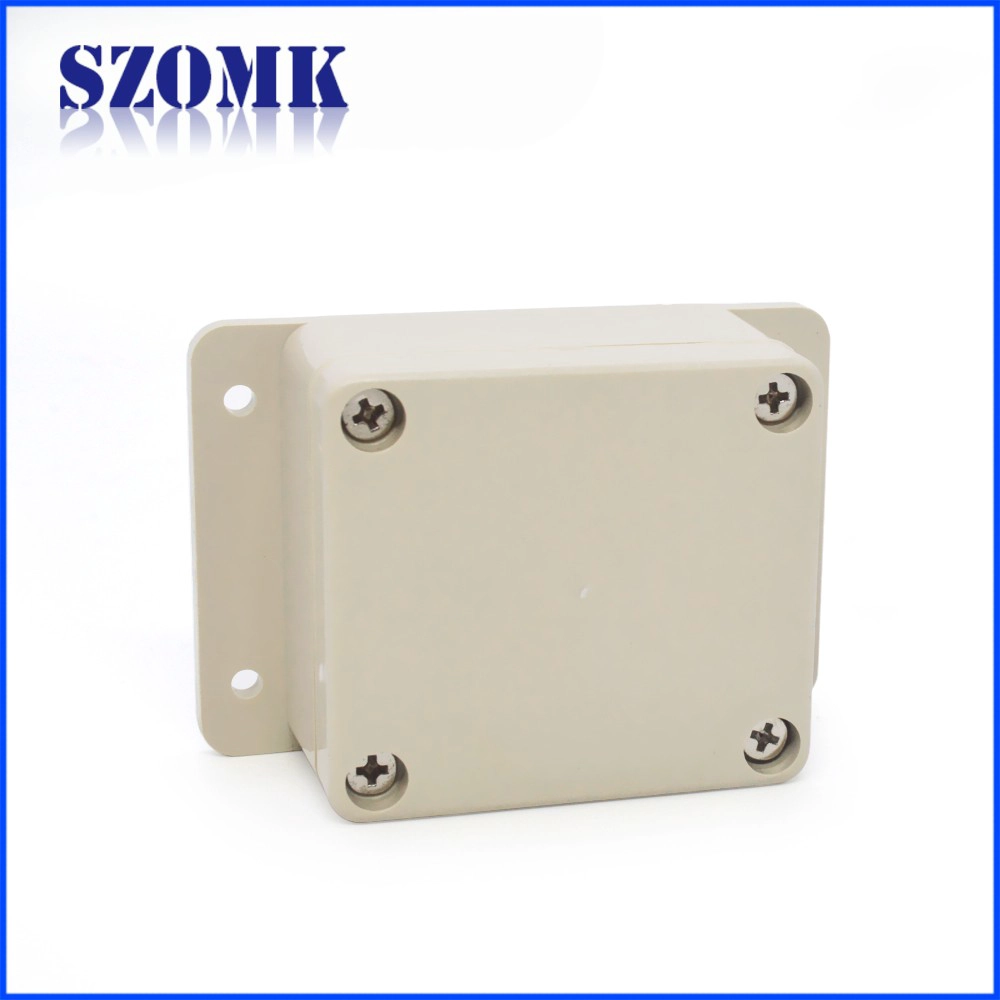 small white abs IP65 waterproof box as switch box and juntion box for pcb and electronics with hangers AK-B-19 100*100*40mm