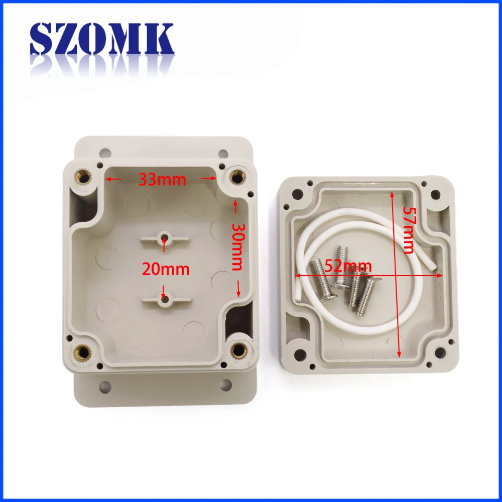 small white abs IP65 waterproof box as switch box and juntion box for pcb and electronics with hangers AK-B-19 100*100*40mm
