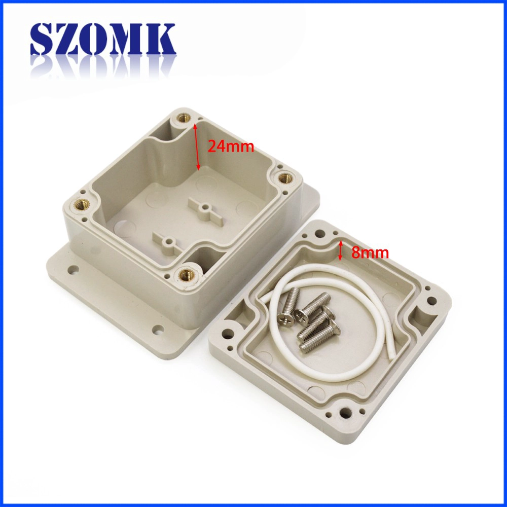 small white abs IP65 waterproof box as switch box and juntion box for pcb and electronics with hangers AK-B-19 100*100*40mm