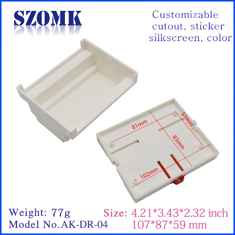 Guangdong hard abs plastic 107X87X59mm din rail plc junction enclosure manufacture/AK-DR-04