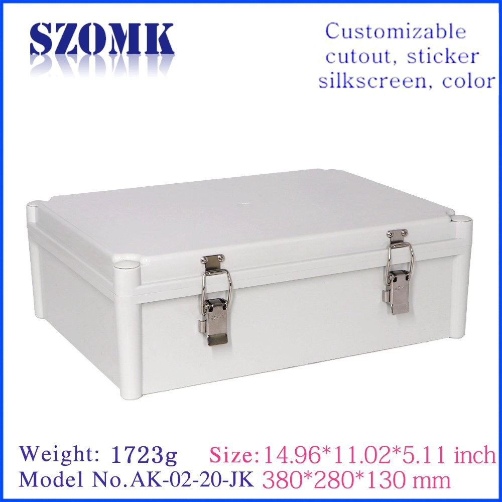 szomk hinged waterproof enclosure box abs plastic waterproof electrical enclosure electronic control box 460*350*165mm AK-02-20-JK outdoor large waterproof enclosure casing