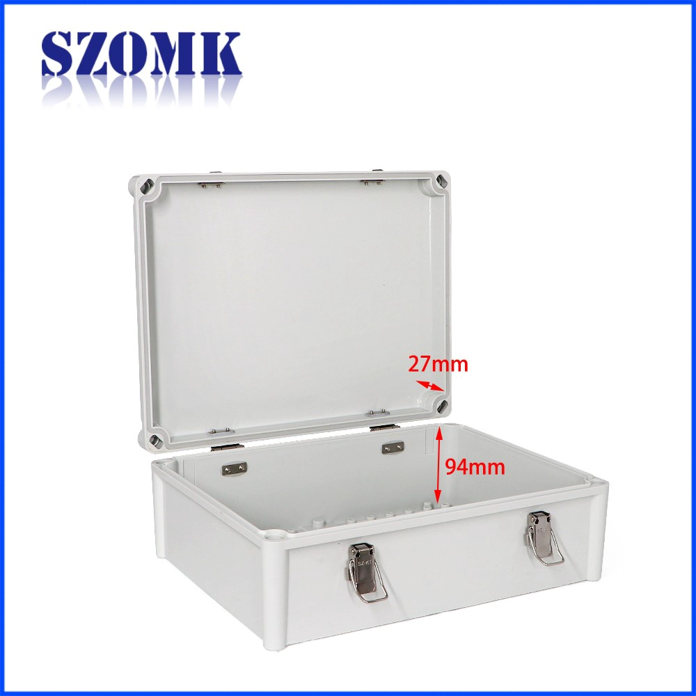 szomk hinged waterproof enclosure box abs plastic waterproof electrical enclosure electronic control box 460*350*165mm AK-02-20-JK outdoor large waterproof enclosure casing