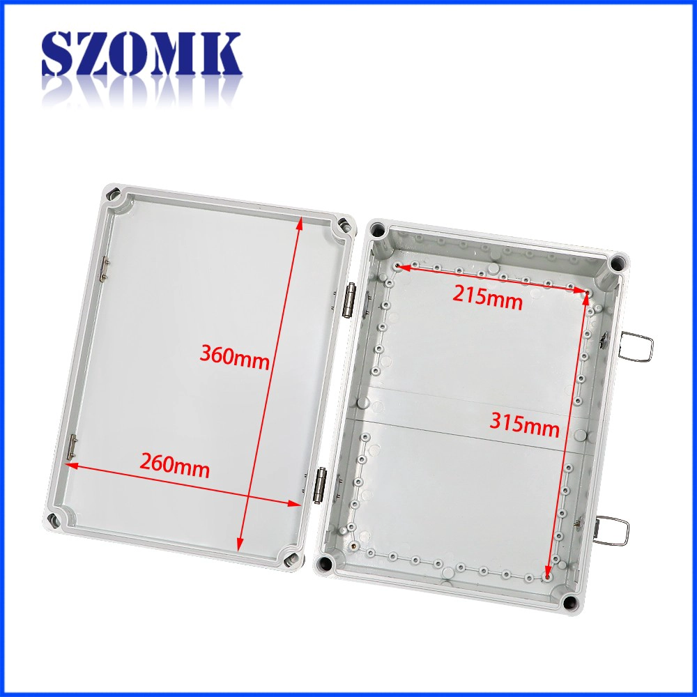 szomk hinged waterproof enclosure box abs plastic waterproof electrical enclosure electronic control box 460*350*165mm AK-02-20-JK outdoor large waterproof enclosure casing