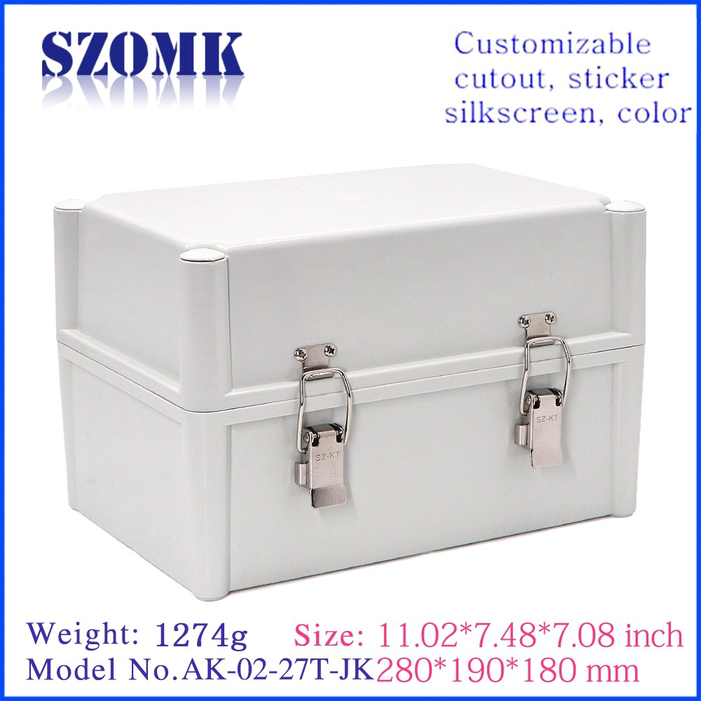 custodia impermeabile in plastica szomk per elettronica pcb outdoor IP65 tenuta a tenuta stagna scatola attrezzatura impermeabile 280 * 190 * 180mm AK-02-27T-JK custodia elettrica esterna