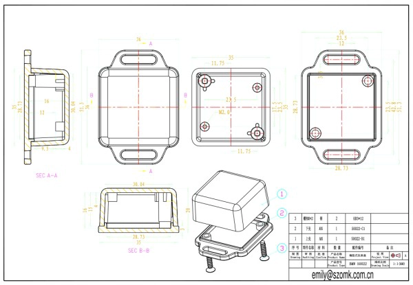caja de conexiones eléctricas caja de conexiones de plástico PCB AK-W-38 36x36x20 mm