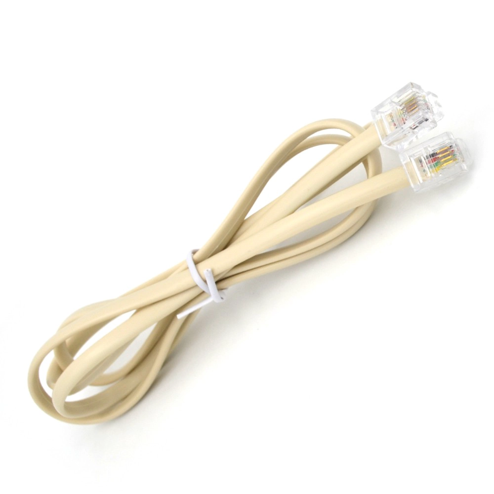 28 AWG 4 wire straight rj11 6p4c modular plug telephone cable black 2 M