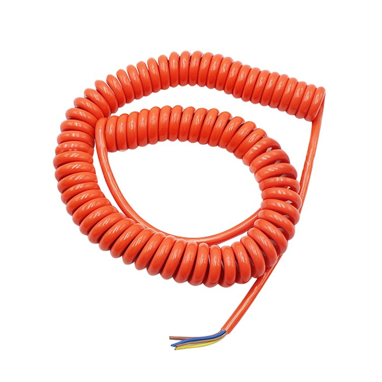5521 Cordon d'alimentation spirale coudé à angle droit 2 conducteurs Câble en gaine extérieure en PU étamé cuivre