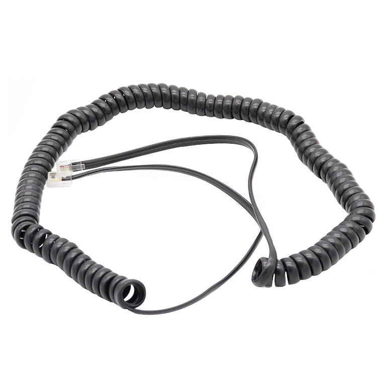 Black matt PU 1 M length Mini Din 6 pin right angle connector spiral cable manufacturer