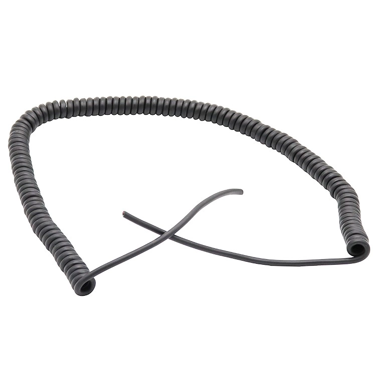 Black matt PU 1 M length Mini Din 6 pin right angle connector spiral cable manufacturer
