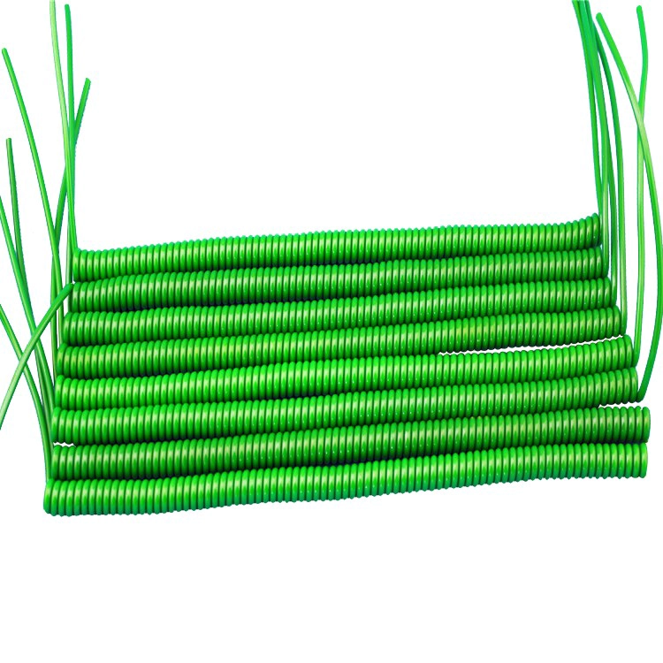 Green color pvc pur jacket flexible 4 core coiled wire cable extend length reach 5 M
