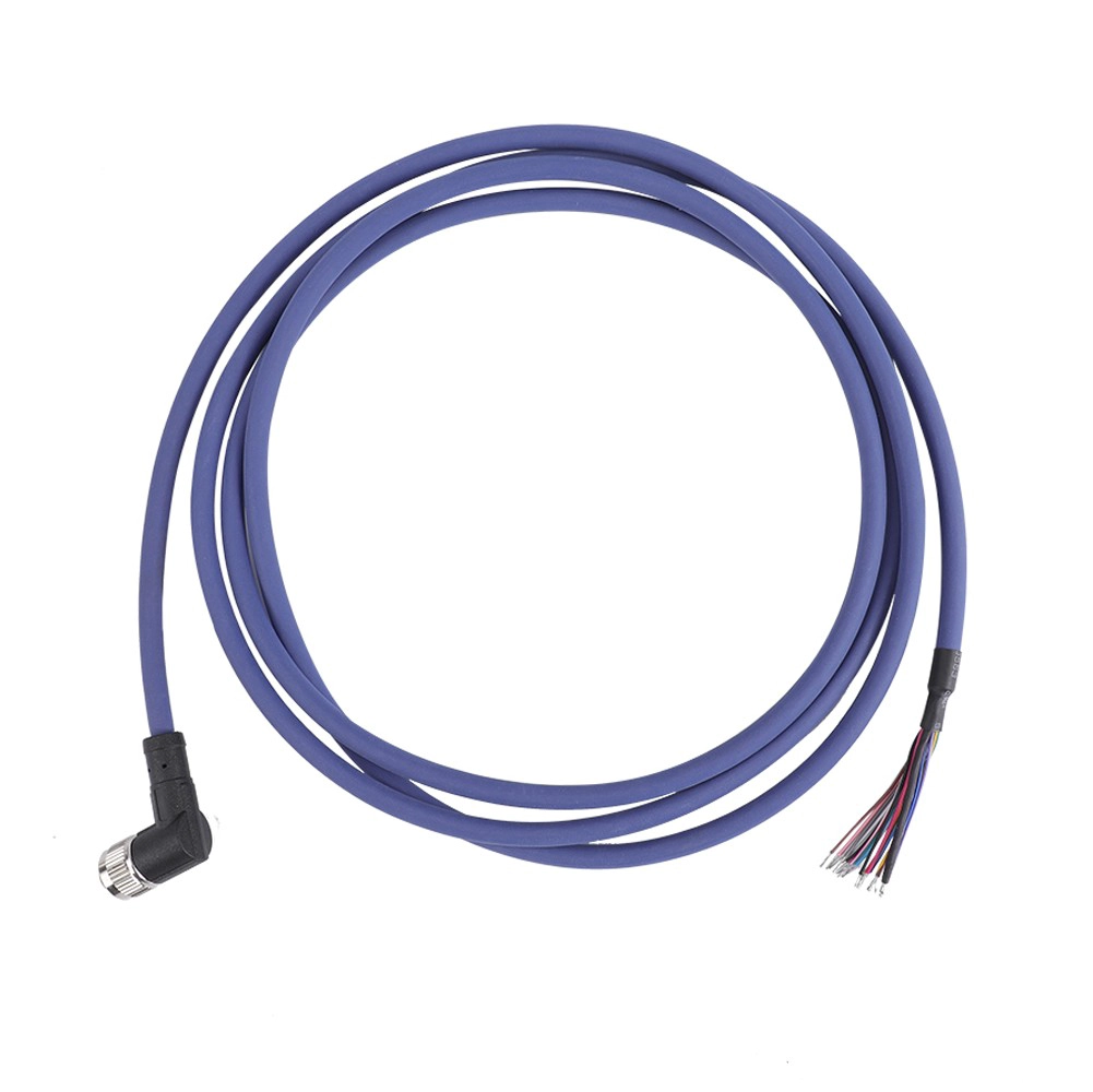 M12 17 pin right angle receptacle right angle to socket female violet pur cable