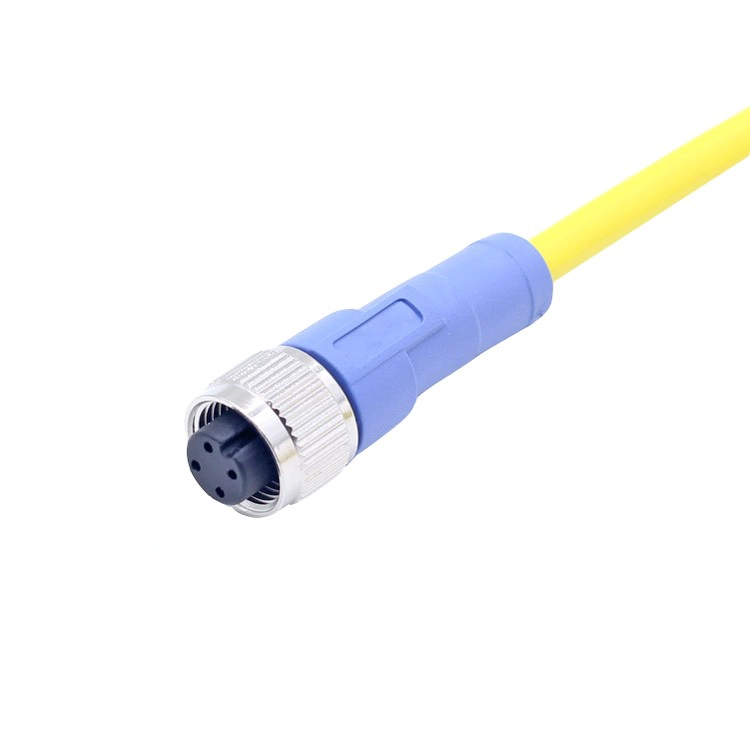 M12 4 Pin A B D Code Stecker gelb blau PVC-Kabel 5 Meter Länge