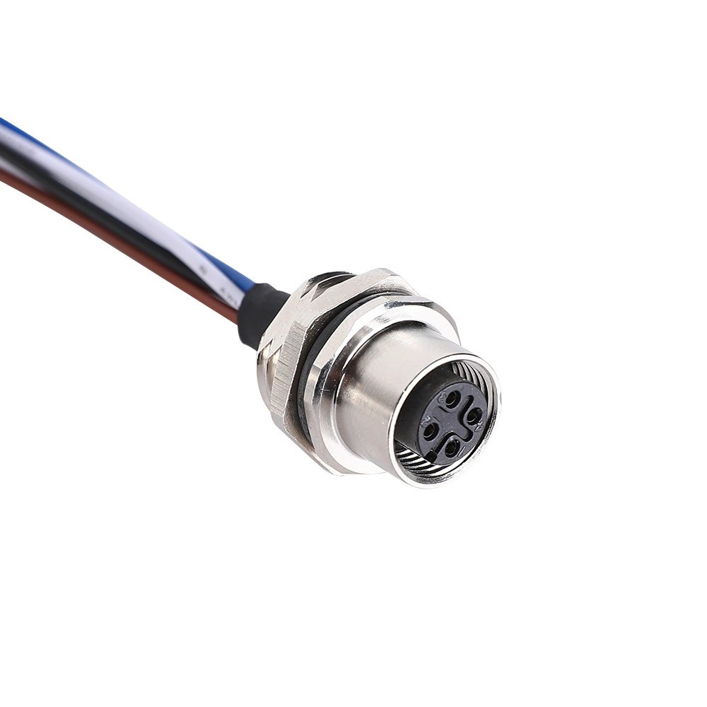 M12 4 pin female wire lead socket