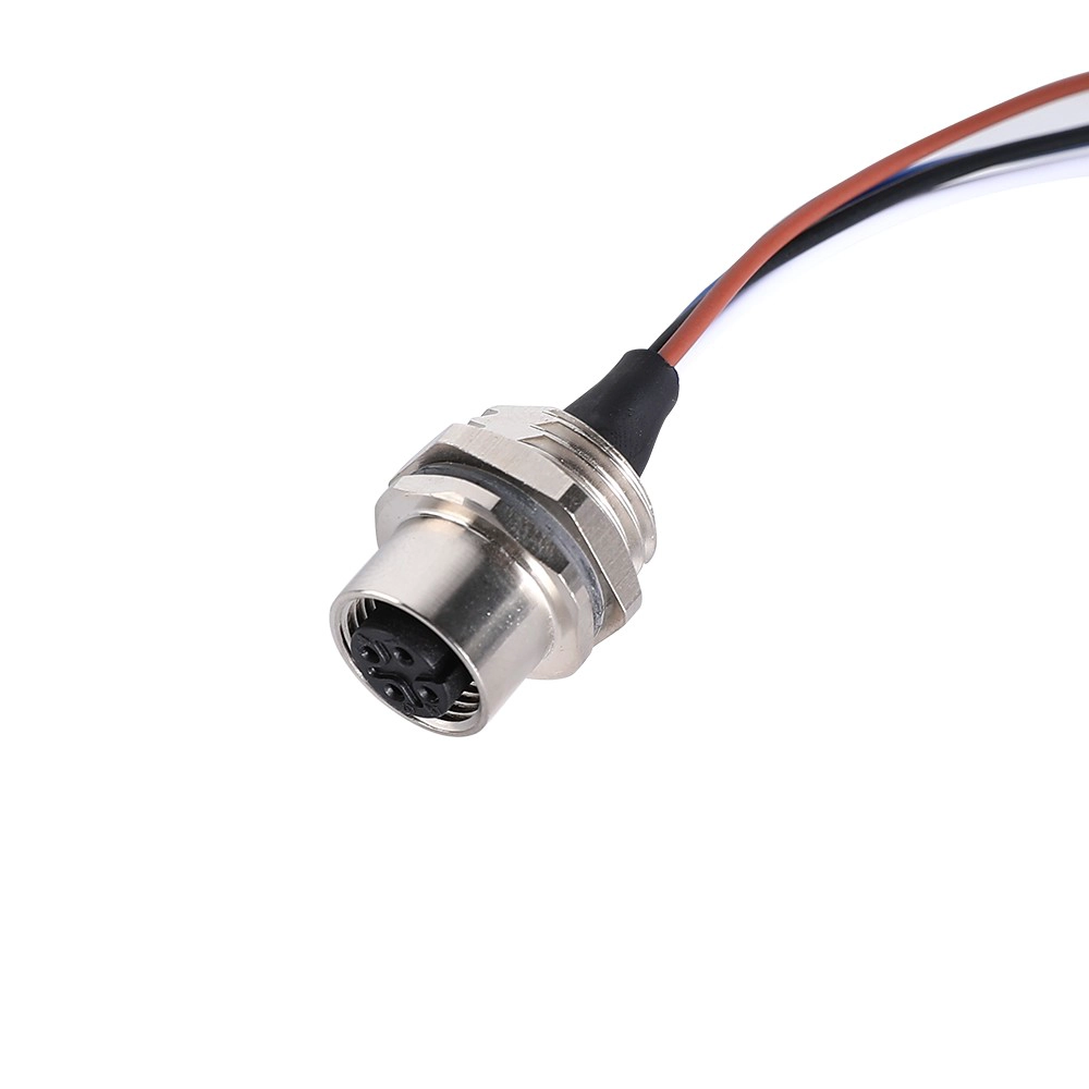 M12 4 pin female wire lead socket