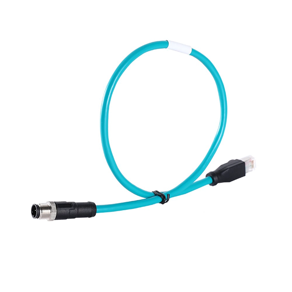 M12 4-poliger Stecker D-codiert auf Cat5 RJ45-Kabel