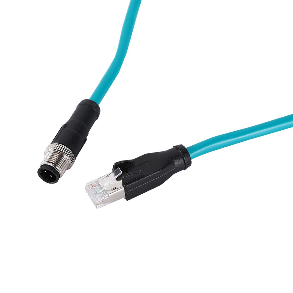 M12 4-poliger Stecker D-codiert auf Cat5 RJ45-Kabel