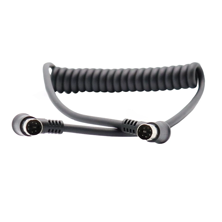 M12 4 pin male spiral cable factory,M12 4 pole female coiled cable manufacturer,M12 4 core spring cable supplier