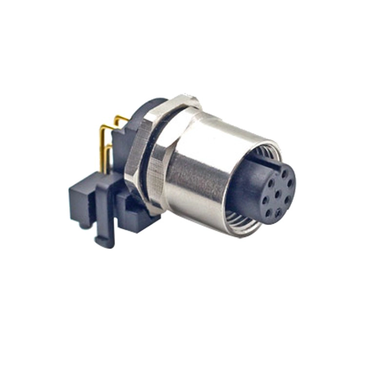 M12 A Code 8-poliger Stecker auf M12 A Code Buchse rechtwinkliger PCB-Stecker