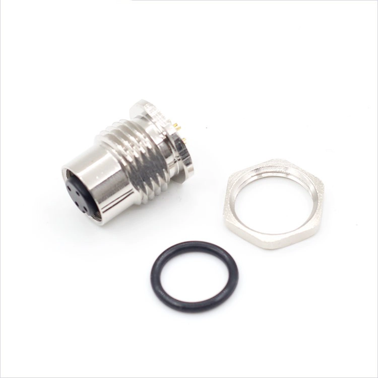 M12 straight 3 4 5 6 8 pin male front or rear panel mount connector pcb type