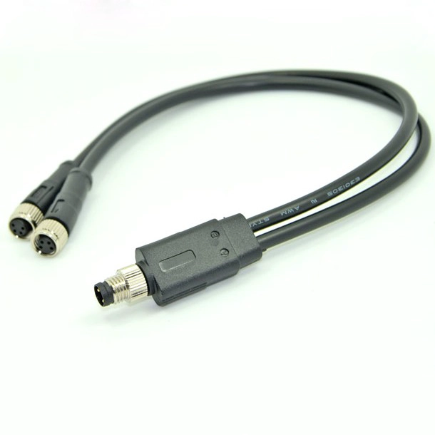 M8 A B D-Code 4-Pin-Stecker auf zwei 4-polige M8-Splitter-Verbindungskabel