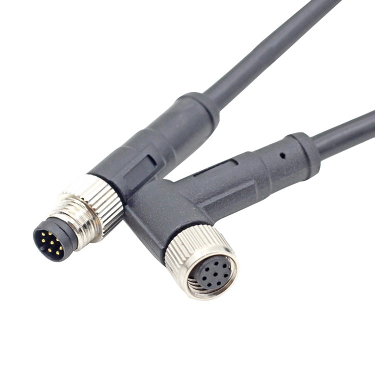 Connecteur M8 3 4 5 6 Connecteur de câble mâle à angle droit avec fiche mâle à 8 broches