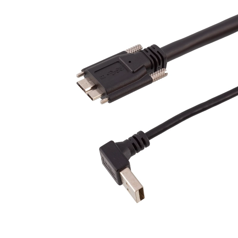 USB 3.0 Tapez un câble mâle mâle à micro B avec câble de caméra industriel à double vis