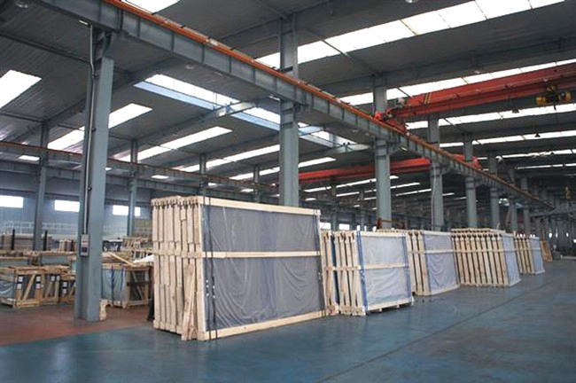 dark grey reflective glass warehouse