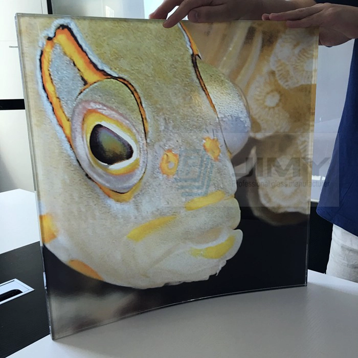 Digital printing decorative structural laminated curved glass