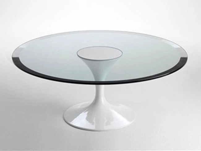 8mm clear round tempered glass top with bevel edge
