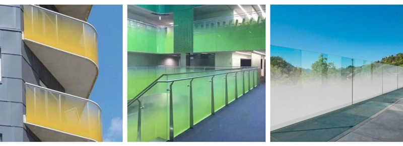 gradient colored laminated glass railing balcony fence